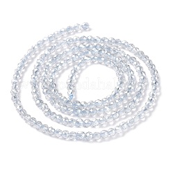 透明電気メッキガラスビーズ連売り  パール光沢メッキ  多面カットラウンド  ライトスチールブルー  2mm  穴：0.7mm  約160~178個/連  13.58 ~14.17インチ（34.5~36cm）&nbsp;GLAA-H021-01A-PL03