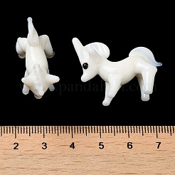 手作りのランプワークの家の装飾  ギフト用の3D馬の装飾品.  ホワイト  35~36x13x24~25mm&nbsp;LAMP-K039-03