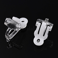 プラスチック製クリップ式イヤリングパーツ  カン付き  透明  17x9x13mm  穴：1mmと1.8mm&nbsp;FIND-R039-04-A01