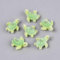 フロッキー海洋生物樹脂ペンダント  プラチナ鉄ループ付き  カメ  20.5x18.5x11.5mm  穴：1.8mm&nbsp;FIND-S001-04C
