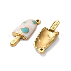 304ステンレスペンダント  アイスクリーム  エナメル  18KGP本金メッキ  イオンプレーティング（ip）  ターコイズ  28x11.5x3.5mm  穴：1.2mm&nbsp;STAS-C152-20G-01