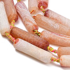 天然石風化瑪瑙ビーズ連売り  染め＆加熱  コラム  サンゴ  52~54x13~14mm  穴：2~2.5mm  約5~6個/連  15.24~16.14''（38.7~41センチメートル）&nbsp;G-A321-K02-01