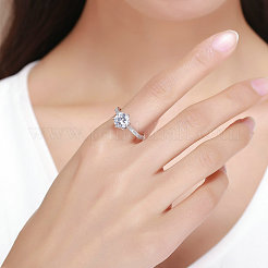 Anti-Tarnish Rhodium Plated 925 Sterling Silver Couple Rings&nbsp;RJEW-FF0007-20P-16mm