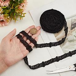 ポリエステル刺繍レーストリム  音符模様  ブラック  1/2~3/4インチ（13~19mm）  約10ヤード/ロール&nbsp;OCOR-WH0060-91A