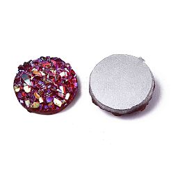 樹脂カボション  イミテーションドゥルージーアゲート  フラットラウンド  ABカラーメッキ  ブルー  8x2.5mm&nbsp;LS-CRES-Q191-HA027-B3