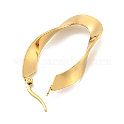 202ステンレススチール製不規則楕円フープピアス  女性用304ステンレスピン付き  ゴールドカラー  42x5.5mm&nbsp;EJEW-H003-10G