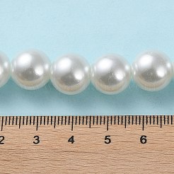 焼き絵用塗料、パール加工ガラスパール、丸ビーズの連  ホワイト  12mm  穴：1.5mm  約68~70個/連  31.4インチ&nbsp;HY-Q003-12mm-01