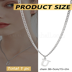 1Pc 304 Stainless Steel Letter Pendant Necklaces&nbsp;NJEW-LP0001-33U-P