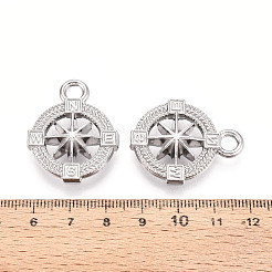 304ステンレスペンダント  コンパス  ステンレス鋼色  32x26x7mm  穴：4.2mm&nbsp;STAS-N114-41P