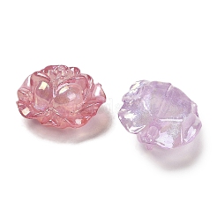 UVメッキ 光る虹色 アクリルビーズ  キラキラビーズ  暗闇で光る  ローズ  ミックスカラー  20x18x10.5mm  穴：2.5mm&nbsp;LACR-R001-15A
