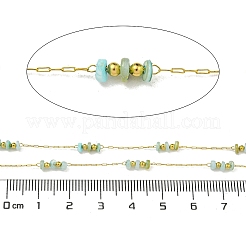 イオンプレーティング（IP）304ステンレスリンクチェーン  貝殻と糸巻き付き  ハンダ付け  ライトシアン  8mm&nbsp;CHS-Q008-01G-03