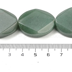天然石グリーンアベンチュリンビーズ連売り  菱形カットファセット楕円形  29x22x10mm  穴：1~1.2mm  約14個/連  15.91''（40.4センチメートル）&nbsp;G-U018-D01-01
