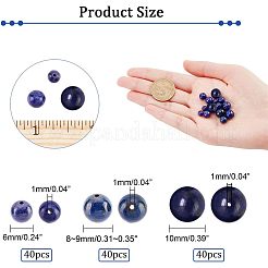 120個 3スタイル 天然ラピスラズリビーズ連売り  染め  ラウンド  6~10mm  穴：1mm  40個/スタイル&nbsp;G-NB0003-68