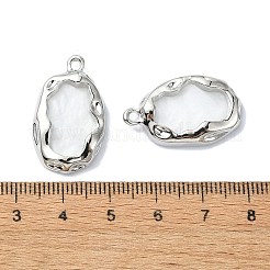 アクリルチャーム  合金のパーツと  楕円形のチャーム  ホワイト  26.5x16x4mm  穴：2mm&nbsp;MACR-U007-03A-P