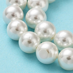 シェルパールビーズ連売り  ジュエリー作成用のルーズビーズ  グレードA  ラウンド  フローラルホワイト  8mm  穴：1mm  約47個/連  15.5インチ&nbsp;X-BSHE-L026-03-8mm
