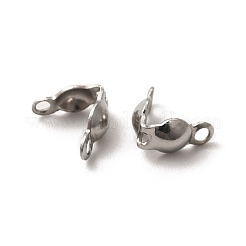 変色しにくい304ステンレススチールボールチープ  カロット終了  クラムシェルノットカバー  ステンレス鋼色  5x3.5mm  穴：1mm  内径：2mm&nbsp;STAS-L207-22B-P