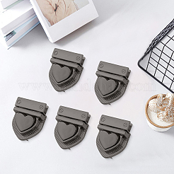 ハート亜鉛合金財布ロック  ハンドバッグ用金属ツイストロック  バッグアクセサリー  ガンメタ色  35.5x28mm&nbsp;AJEW-CP0011-65