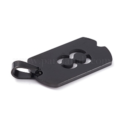 304ステンレスペンダント  数の長方形  電気泳動黒  NUM。8  27.5x14.5x1.5mm  穴：7.5x3mm&nbsp;STAS-H144-02EB-8