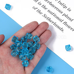 透明なアクリルビーズ  多面カット  キューブ  ディープスカイブルー  10x11x11mm  穴：2mm  約314個/235g&nbsp;LS-MACR-S373-132-B08
