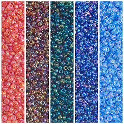 FGB 12/0 ラウンド ガラス シード ビーズ  グレードA  透明色の虹  藤紫色  2x1.5mm  穴：0.9mm  約11200個/袋&nbsp;SEED-OL0001-05-03