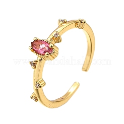 Brass Micro Pave Cubic Zirconia Cuff Rings for Women&nbsp;RJEW-H247-24G