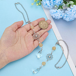 2Pcs Alloy Flower Pendant Decorations&nbsp;HJEW-ME0001-07C