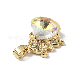 Real 18K Gold Plated Rack Plating Brass Micro Pave Clear Cubic Zirconia Pendants&nbsp;KK-C015-23G-01