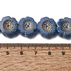Picasso Baking Paint & Golden Metal Enlaced Glass Beads Strands&nbsp;GL-CBA98F0-04B