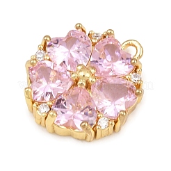 Brass Pave Pink Cubic Zirconia Pendants&nbsp;CU-CBAF1EE-03G