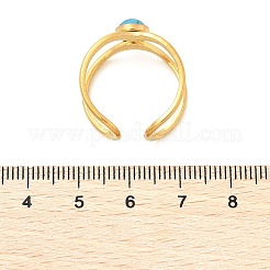 天然ターコイズの指輪  304ステンレススチールオープンカフリング  18KGP本金メッキ  ラウンド  7mm  調整可能&nbsp;RJEW-Q006-01F-G