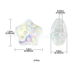 透明な電気メッキガラスビーズ  虹メッキ  スター  クリアAB  15x15x9mm  穴：1.2mm&nbsp;GLAA-YW0003-19B