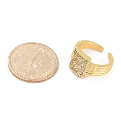 Brass Micro Pave Clear Cubic Zirconia Open Cuff Rings for Women&nbsp;RJEW-M026-02G-03
