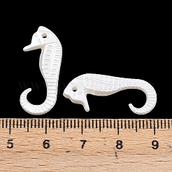 ABSプラスチックパール調ペンダント  ホワイト  タツノオトシゴ  26x11x3.5mm  穴：1.5mm&nbsp;KY-G035-01B