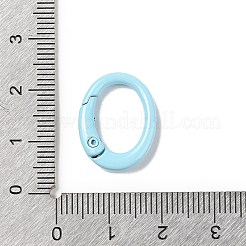 スプレー塗装された合金スプリングゲートリング  オーバル  ライトスカイブルー  19.5x15x4.5mm&nbsp;AJEW-C035-01A
