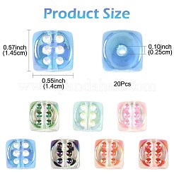 20 個の UV メッキ透明アクリルビーズ  サイコロ  エナメル  ミックスカラー  14x14.5x14.5mm  穴：2.5mm&nbsp;OACR-FS0002-39