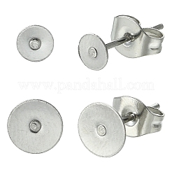 100個 2スタイル 304ステンレススチールスタッドピアス金具  304ステンレススチール製イヤーナット50個  50個のプラスチック製イヤーナット  ステンレス鋼色  12x4~6mm  ピン：0.6~0.7mm&nbsp;STAS-YW0003-44