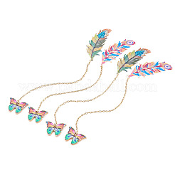 4Pcs 2 Styles Stainless Steel & Alloy Bookmarks&nbsp;AJEW-TAC00110