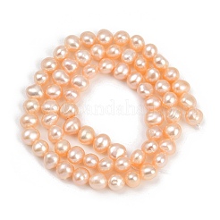 天然養殖淡水パールビーズ連売り  研磨両側  グレード4a+  桃パフ  5~5.5mm  穴：0.6mm  約66個/連  13.66~13.86''（35.2センチメートル）&nbsp;PEAR-P064-19E-08C