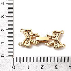 真鍮製マイクロペーブクリアキュービックジルコニアの留め金  蝶結び  18KGP本金メッキ  33.5x13x5mm  穴：1.2mm&nbsp;KK-C075-29G