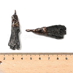 天然ブラックトルマリンナゲットの大きなペンダント  赤銅トーンの真鍮チャーム  47~62.5x8.5~16.5x7~14mm  穴：5mm&nbsp;G-C190-01