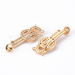 Brass Micro Pave Clear Cubic Zirconia Screw Eye Peg Bails Links Connectors&nbsp;KK-T062-89G-NF