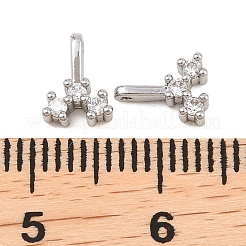 真鍮製マイクロパヴェキュービックジルコニアチャーム  プラチナ  7.5x5.5x2.5mm  穴：0.9mm&nbsp;KK-H538-19C-P