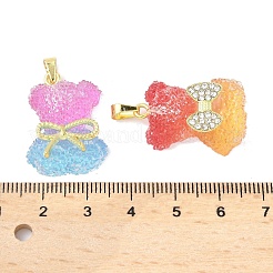 5本5スタイルレジンペンダント  クマのチャーム  ゴールデントーン真鍮パーツ  ツートン  ミックスカラー  25~26x19~21x9~11mm  穴：4.5~5.5x2~3mm  1個/スタイル&nbsp;RESI-XCP0002-28