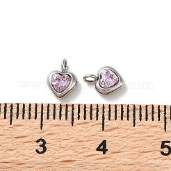 304 Stainless Steel Micro Pave Cubic Zirconia Pendants&nbsp;STAS-L022-396A-P