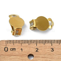 イオンプレーティング(IP) 304 ステンレススチール クリップオンイヤリング金具  フラットラウンドイヤリングのセッティング  カン付き  18KGP本金メッキ  16x10x7mm  穴：3mm&nbsp;STAS-Q318-06G