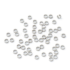変色しない201ステンレススチールスペーサービーズ  チューブ  ステンレス鋼色  3x1mm  穴：2mm&nbsp;X-STAS-B006-16P-C