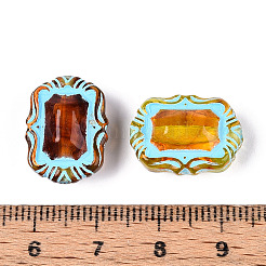 塗装された透明なアクリルビーズ  模造琥珀  長方形  シエナ  18x13.2x8.5~9mm  穴：1.6~1.8mm  約485個/500g&nbsp;OACR-T029-03G