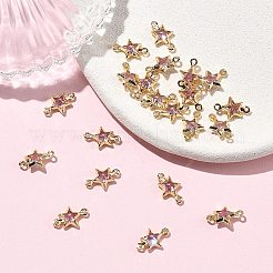 SHEGRACE Brass Pave Cubic Zirconia Star Connector Charms&nbsp;XGRQ2O351-441B-G