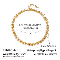 女性用304ステンレススチール製ドロップリンクチェーンネックレス  18KGP本金メッキ  15.55インチ（39.5cm）&nbsp;EA0353-2