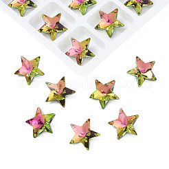 ガラスラインストーンカボション  ネイルアートの装飾の付属品  多面カット  スター  黄緑  9.5x10x4.5mm&nbsp;MRMJ-N029-04A-09